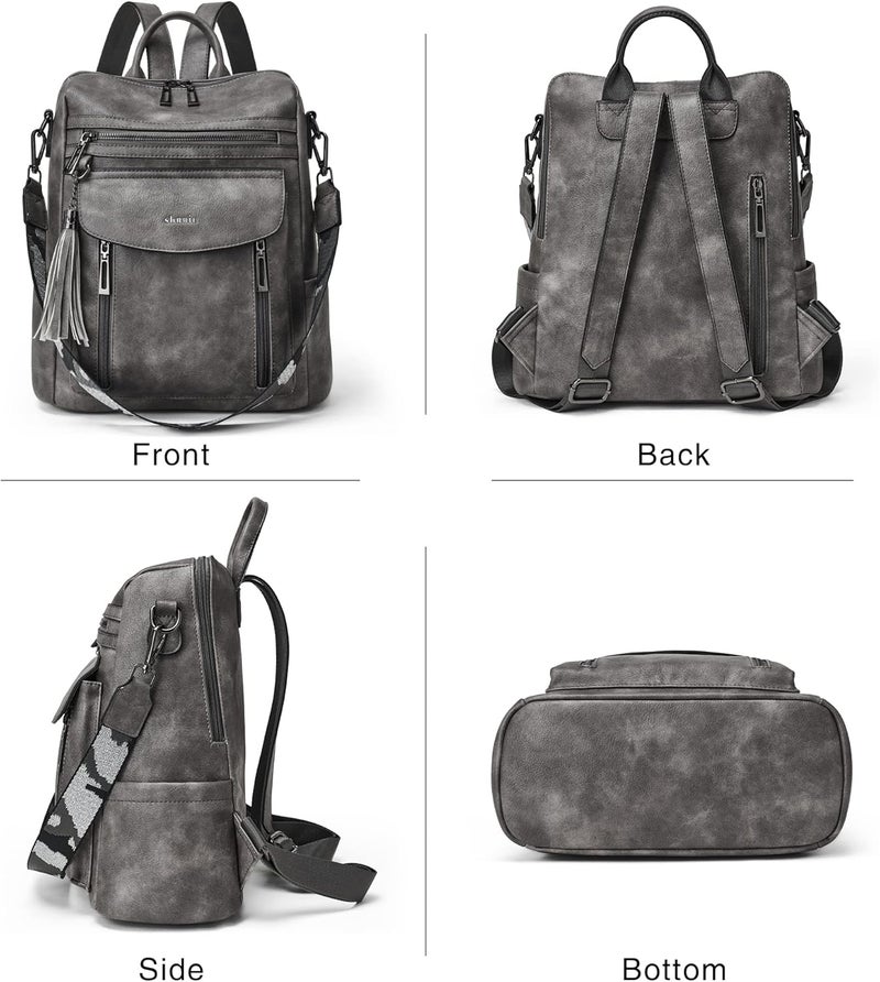 Shrrie Backpack Purse for Women Fashion Leather Backpack Purse Designer Travel Backpack Convertible Shoulder Bag with Wristlet - Image 3